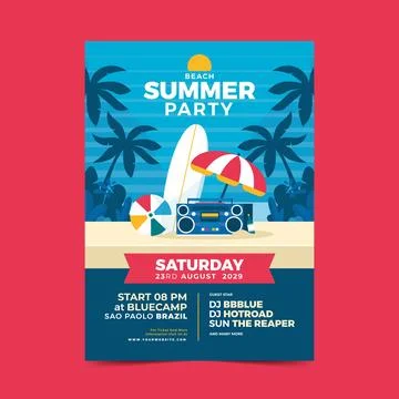 Summer party poster template Stock Illustration