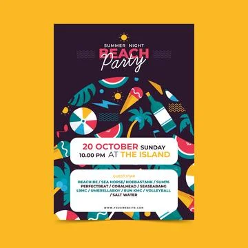 Summer party poster template Stock Illustration