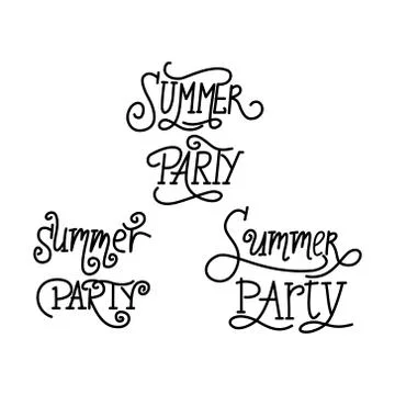 Summer Party Script text Design Template Vector 스톡 일러스트