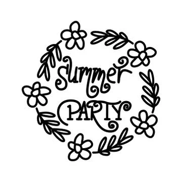 Summer Party Script text Design Template Vector イラスト素材