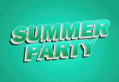 Summer party text with bright blue background and fun style Stock Illustration