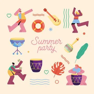 Summer party words Stock Illustration