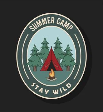 Summer patch with campfire Ilustración de archivo
