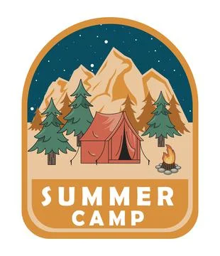 Summer patch with camping Ilustración de archivo