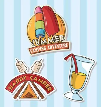 Summer patch set 스톡 일러스트
