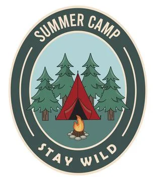 Summer patch with tent Illustrazione stock