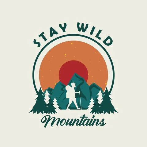 Summer patch with walker Stock Illustration