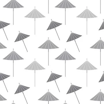 Summer pattern with an abstract image of cocktail umbrellas in monochrome gray Stock Illustration