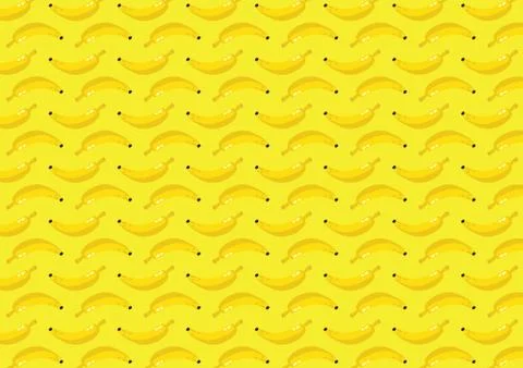 Summer pattern background design with bright yellow bananas. Stock Illustration
