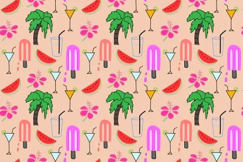 Summer pattern background, Tropical flamingo pattern, Vector illustration. Illustrazione stock