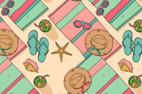 Summer pattern with beach Stock Illustration