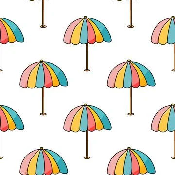 Summer pattern beach umbrella color striped decor Illustrazione stock