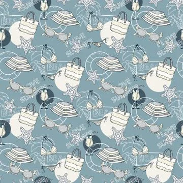 Summer pattern in blue tones Stock Illustration