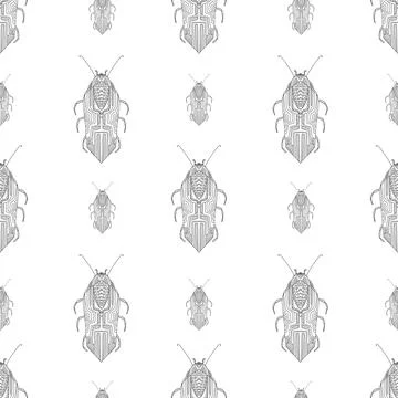 Summer pattern with bugs and butterflies. With modern fashionable textile des Illustrazione stock