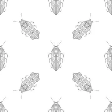 Summer pattern with bugs and butterflies. With modern fashionable textile des 스톡 일러스트