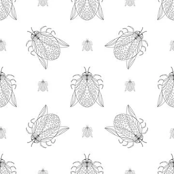 Summer pattern with bugs and butterflies. With modern fashionable textile des Illustrazione stock