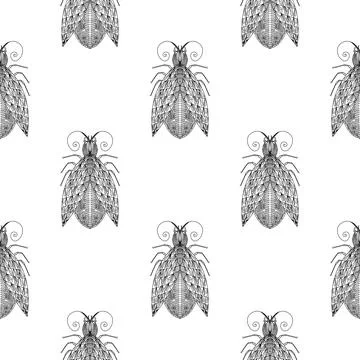 Summer pattern with bugs and butterflies. With modern fashionable textile des Stock Illustration