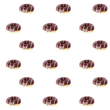 Summer pattern with chocolate donut on a light background. Stock Photos