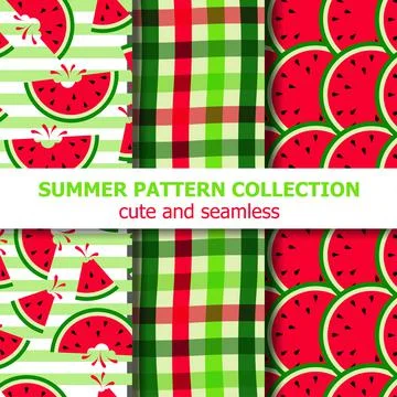Summer pattern collection. Watermelon theme. Summer banner Illustrazione stock