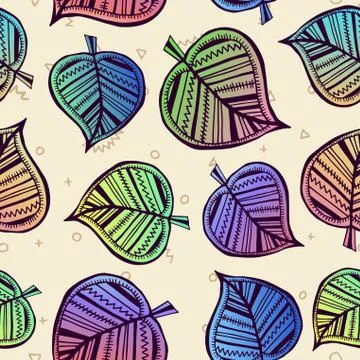 Summer pattern with color leaf nature background Illustrazione stock