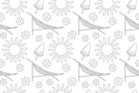 Summer Pattern Coloring Page Illustrazione stock