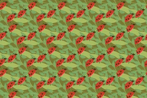 Summer pattern with cute lady bug Ilustración de archivo
