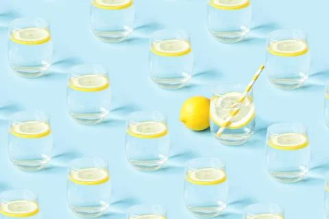Summer pattern with glasses of lemonade. Stock Photos