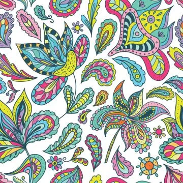 Summer Pattern with Indian Motifs Stock Illustration