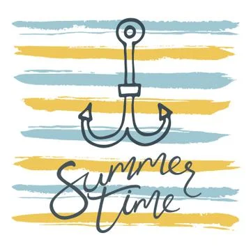 Summer pattern on striped background Stock Illustration