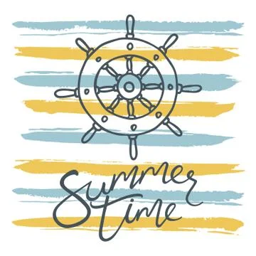 Summer pattern on striped background Illustrazione stock