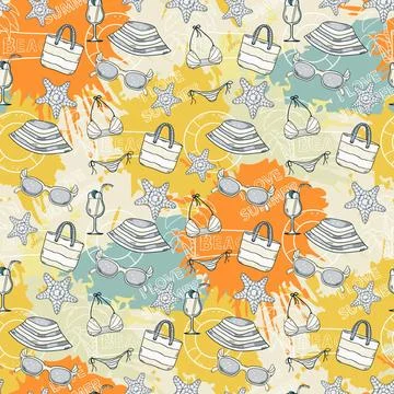 Summer pattern Summer pattern on the background of colorful blots inks Cop... Stock Photos