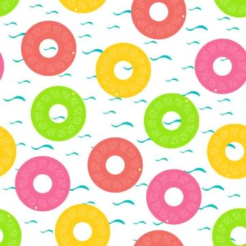 Summer pattern with swimming rings Stock Illustration