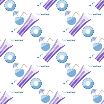 Summer Pattern Travel Vacation Beach Water Pool Stock Illustration