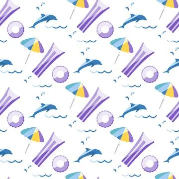 Summer Pattern Travel Vacation Beach Water Pool Stock Illustration