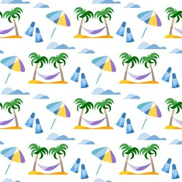 Summer Pattern Travel Vacation Rest Holiday Palm Stockillustratie