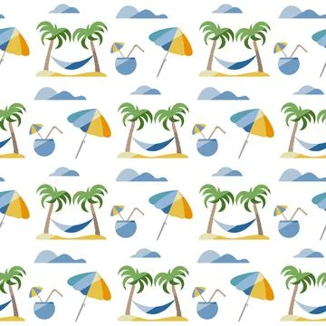 Summer Pattern Travel Vacation Rest Holiday Palm Stockillustratie
