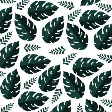 Summer pattern with tropical leafs plants Stock Illustration