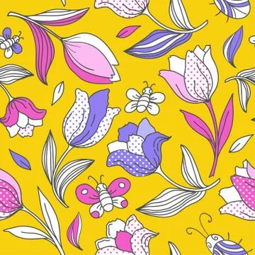 Summer pattern with tulips 1 Stock Illustration