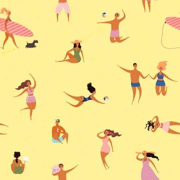 Summer people seamless pattern Illustrazione stock