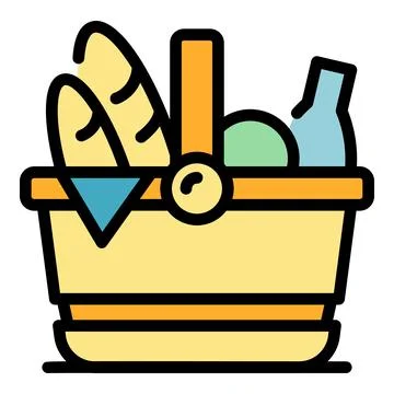 Summer picnic basket icon vector flat Illustration