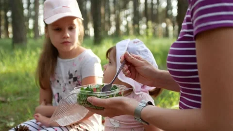 Summer picnic during sunset. Stock-Footage 133089389