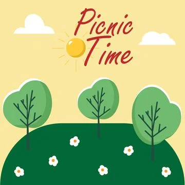 Summer Picnic Flat Illustration Stock Illustration