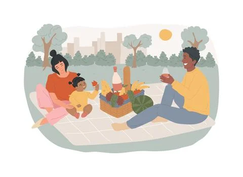 Summer picnic isolated concept vector illustration. Stockillustratie