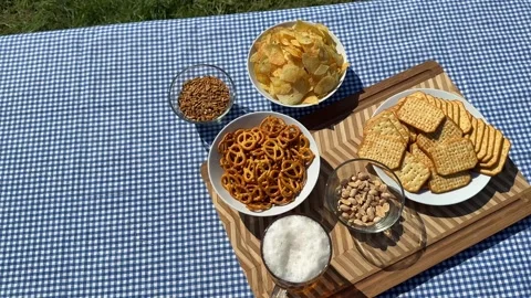 Summer Picnic Snacks Stock Footage 313363680