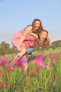 Summer piggyback fun Stock Photos