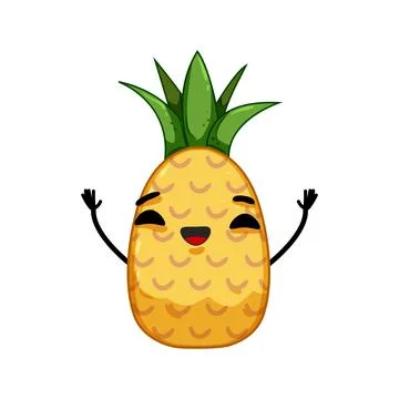 Summer pineapple character cartoon vector illustration Stock Illustration
