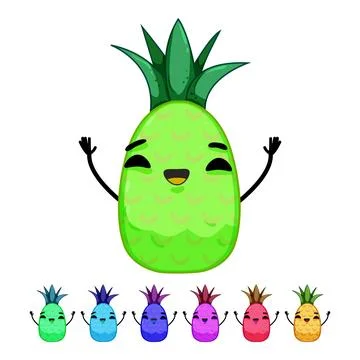 Summer pineapple character cartoon vector graphic Stock Illustration