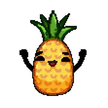 Summer pineapple character pixel art vector illustration Stock Illustration