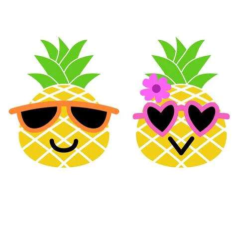 Summer Pineapple vector Bundle, Pineapple Fruit with Sunglasses, Kids, Boy an Stock Illustration