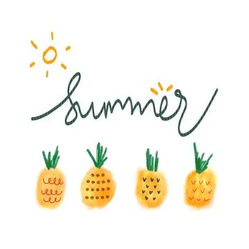 Summer pineapples illustration Stock Illustration